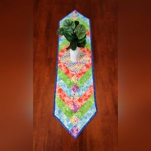 Suddenly Summer! New and Handmade Quilted Table Runner - Bright & Fun! 12 x 46"
